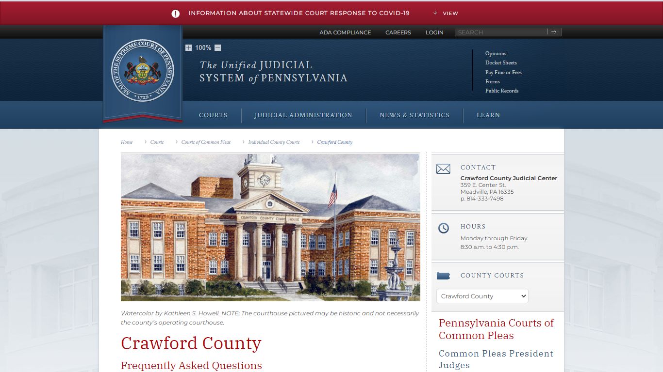 Crawford County | Individual County Courts | Courts of Common Pleas ...